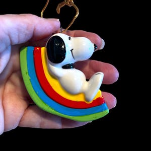Vintage Snoopy on a beautiful colorful rainbow  circa early 1970s Snoopy Peanuts  collectors item