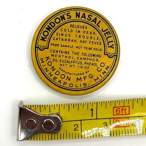 vintage Kondons Nasal Jelly tin sample size about 1 inch round great collectors item