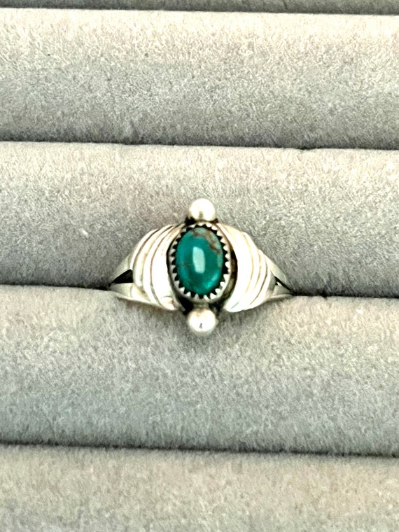 Size 7 Turquoise and sterling ring 1970s vintage … - image 4