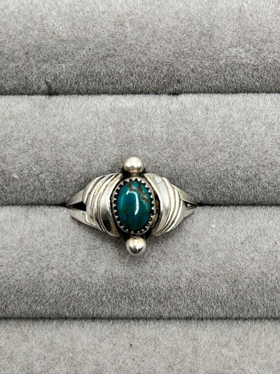 Size 7 Turquoise and sterling ring 1970s vintage … - image 6