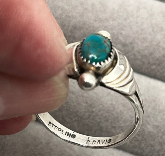 Size 7 Turquoise and sterling ring 1970s vintage … - image 3