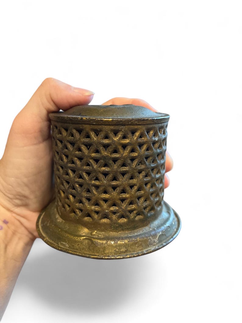 Vintage Circa 1800s Tin Coin Bank Rustic With Triangle Cut Outs Bank