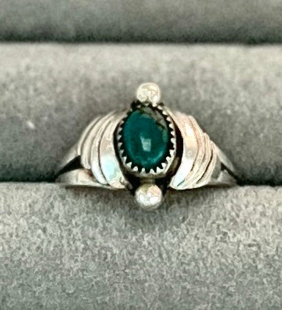 Size 7 Turquoise and sterling ring 1970s vintage … - image 2