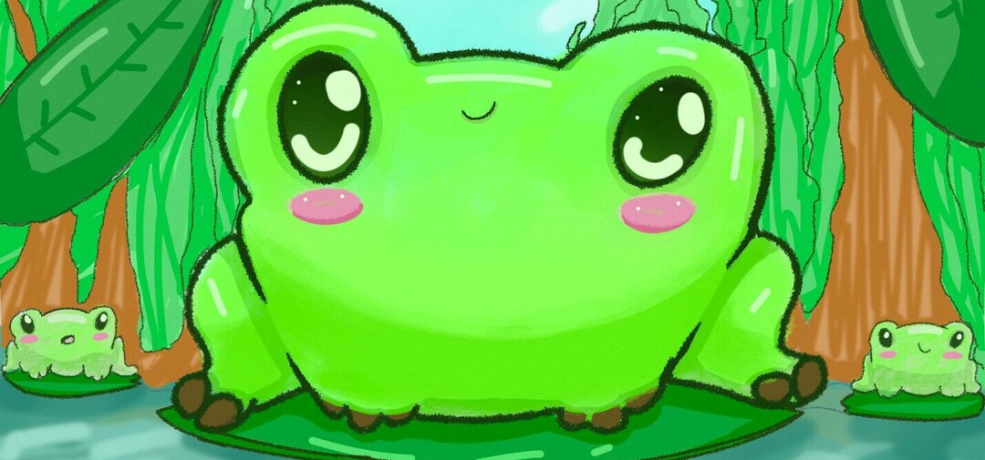 Cute Digital Art Green Frog Kawaii Digital Download Art - Etsy