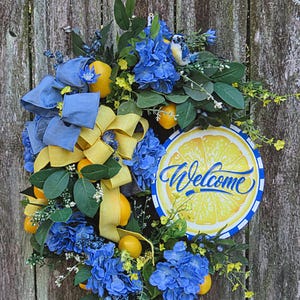 Lemon & Hydrangea Wreath: Farmhouse Summer Door Decor
