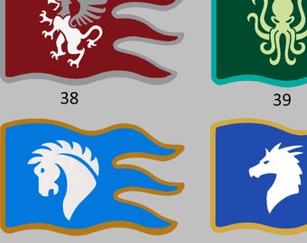 Lego Castle - Fabric Flags, Various styles and factions.  Minifigure scale
