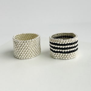 Minimalist Seed Bead Wide Ring, Seed Bead Ring, Beaded Ring, Seed Bead Band Ring, Bead Woven Ring, Peyote Delica Ring, Seed Bead Jewelry