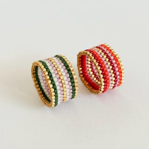 Seed Bead Band Ring, Seed Bead Ring, Beaded Ring, Bead Woven Ring, Peyote Delica Ring, Seed Bead Jewelry, Minimalist Seed Bead Wide Ring