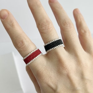 Beaded Ring, Seed Bead Ring, Seed Bead Band Ring, Bead Woven Ring, Peyote Delica Ring, Seed Bead Jewelry, Minimalist Seed Bead Wide Ring
