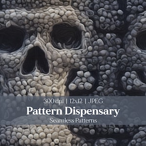 Seamless Pattern, 3D Digital Pattern, Skull Pattern, Detailed Texture, 4k ,Muted Natural Tones, Eclectic, Ominous, DIY, Rustic