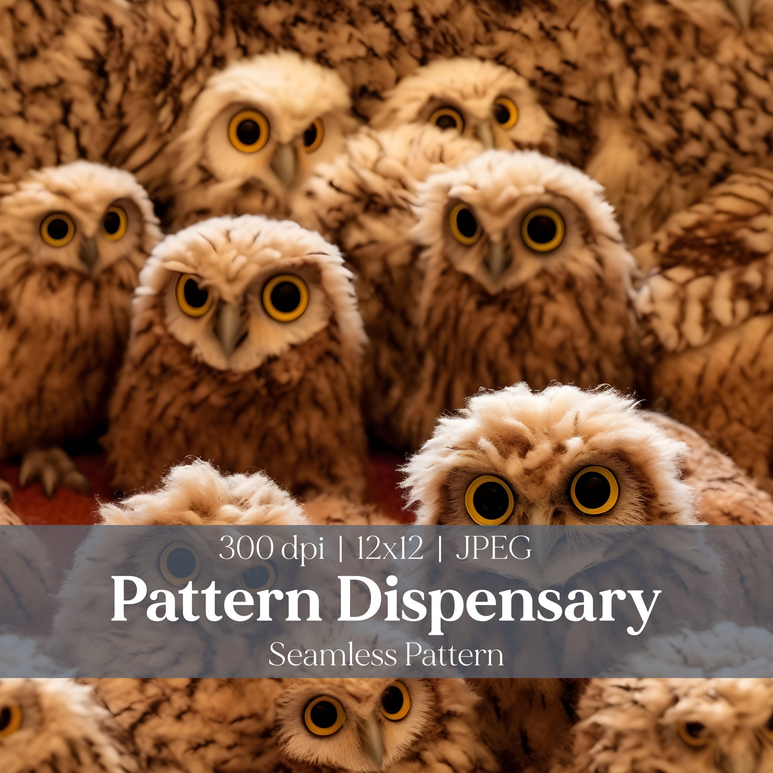 Seamless pattern, Owls, Earth Tone, Animal Pattern, Eclectic, cottagecore, Digital Owl Pattern, Oran