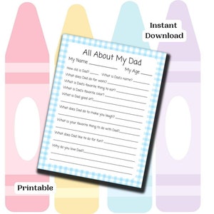 All About My Dad Printable