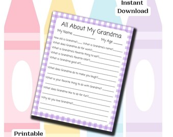 All About Mamaw, Mamaw Printable, All About My Mamaw, Mother's Day Gift ...