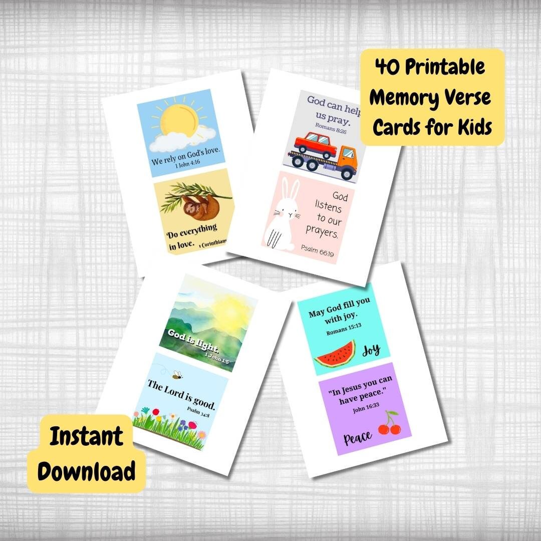 BEGINNER BUNDLE - Printable Memory Verse Cards for Kids - Etsy