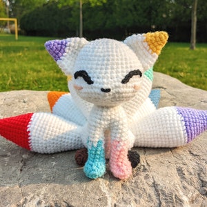 Rainbow Pride Kitsune, Crochet Amigurumi PDF Pattern, LGBTQ+ Gay Trans Nonbinary Pride, Cute Kawaii Fox Plush Toy