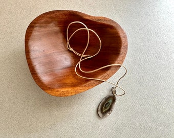 Turned Wood Heart Shaped Bowl, Handmade Teak Bowl, Heart Bowl