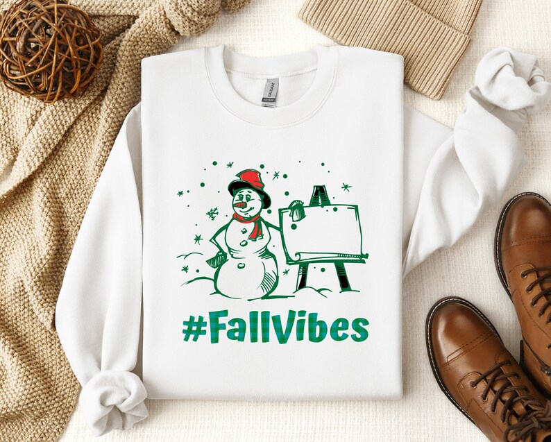 Fall Vibes Sweatshirt, Snowman Sweater, Winter Sweatshirts for Women, Fall Lover Gift, Winter Clothes, Fall Clothing Girls, Autumn Sweaters