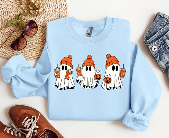 Ghost Coffee Sweatshirt - Halloween Sweatshirt - Spooky Season Shirt - Caffeine Lover Gift