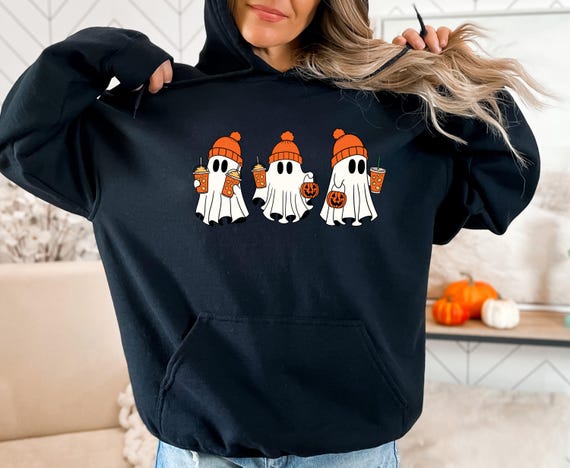 Cute Ghost Hoodie, Halloween Style Gift, Spooky Season, Family Halloween Matching