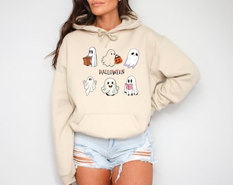 Sudadera con capucha de fantasma adorable para Halloween - Sudadera con capucha para la temporada espeluznante - Sudadera con capucha de fantasmas adorables - Sudadera con capucha de Halloween para mujer - Sudadera con capucha de truco o trato - Regalo de Halloween