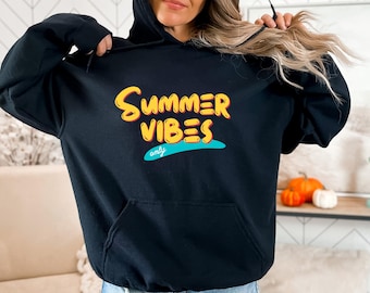 Summer Vibes Hoodie, Cute Beach Hoodie, Summer Girls Trip Pullover, Floral Heart Hoodie, Womens Vacation Hoodie, Beachy Hooded Sweatshirt