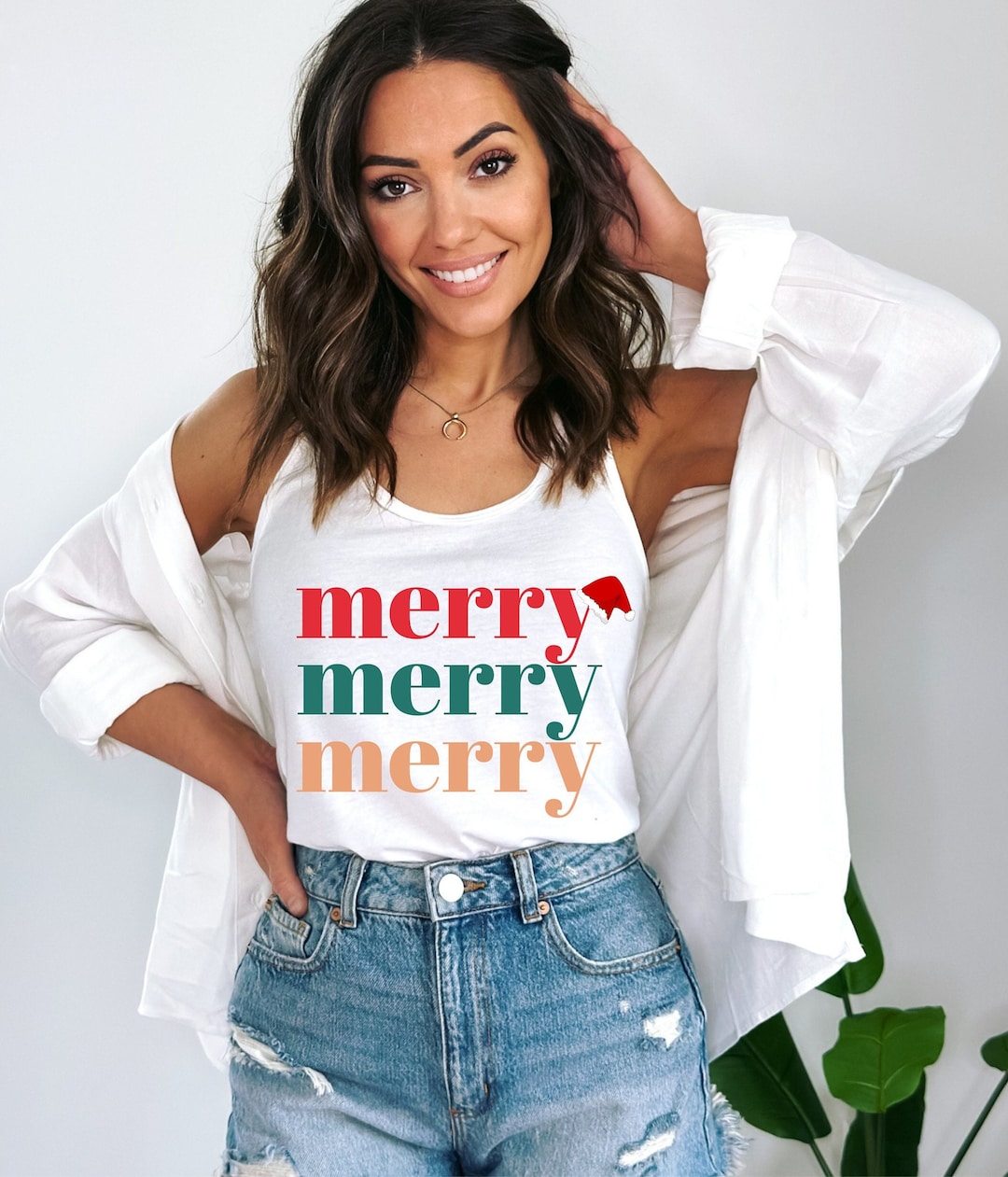 Personalized Women Merry Tank Top, Christmas Holiday Tank Top, Tanks