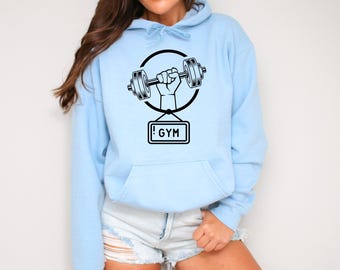 Gym Hoodie Women | Weightlifting Gift for Her | Dumbbell Graphic Pullover | Personal Trainer Gift | Gym Rat Gift | Fitness Hoodie Women