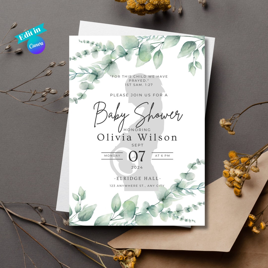 Printable Baby Shower Invitations With Bible Scripture Verse - Etsy