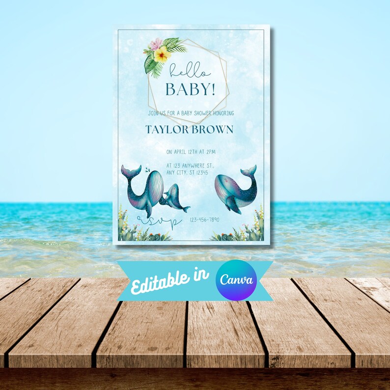 Whale Baby Shower Invitation Etsy
