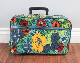 Vintage 1960s floral suitcase, made in Korea