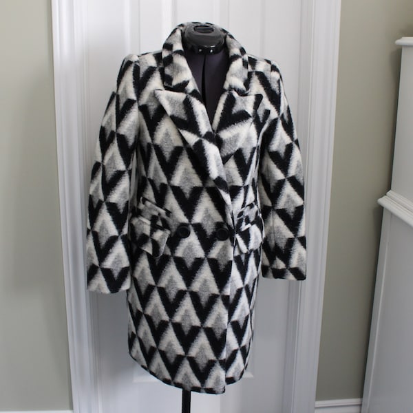 Vintage women's Sonisec geometric pea coat, size XS to S