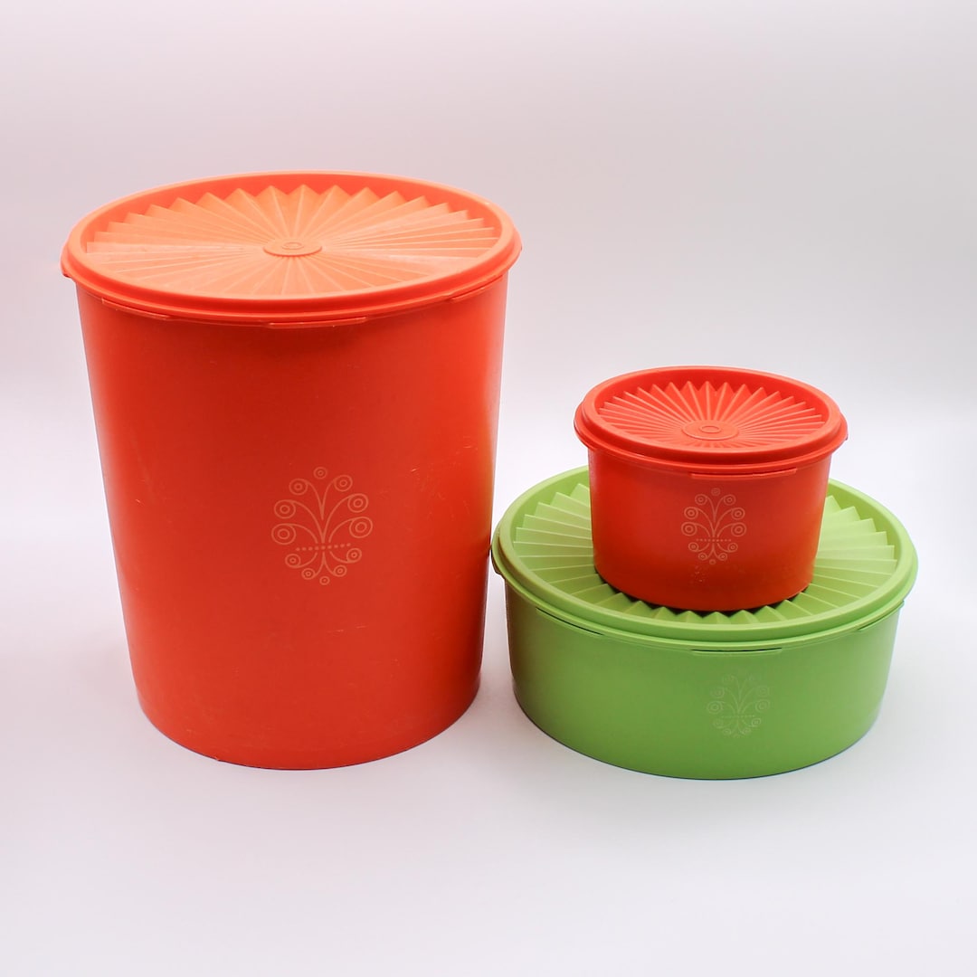 Tupperware Vintage Decorator Servalier Canister Set - Stackable 1.2L, 1.8L, 2.75L Airtight Food Storage Containers - View #2