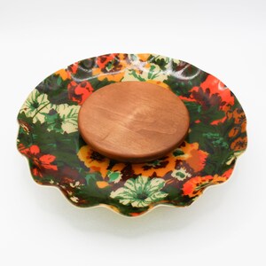 Vintage mid century floral chip & dip set