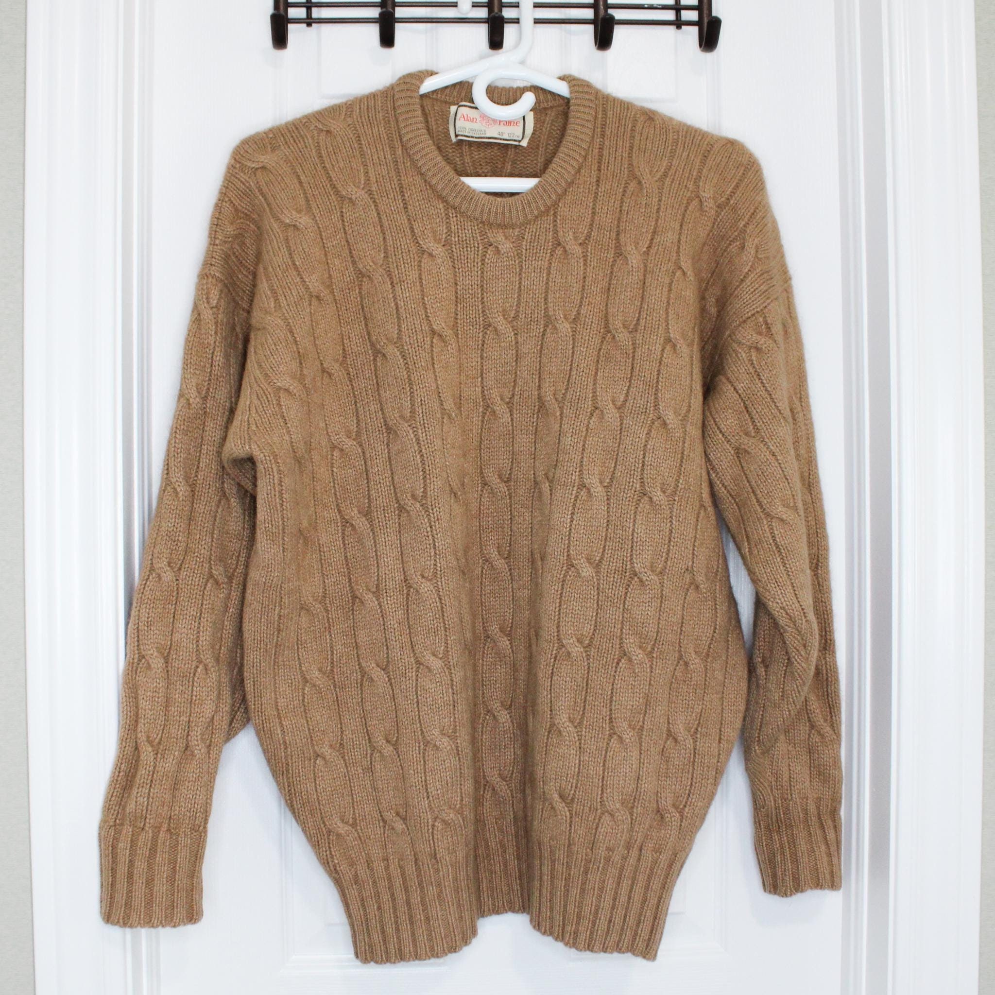 Vintage Alan Paine Knitted Camel Hair Pullover Sweater, Made in