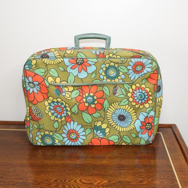Vintage 1960s floral suitcase, made in Japan
