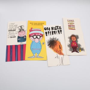 Vintage set of 1970s humorous birthday cards