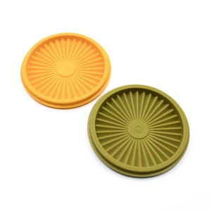 Vintage Tupperware small servalier lids, choice of green or harvest gold