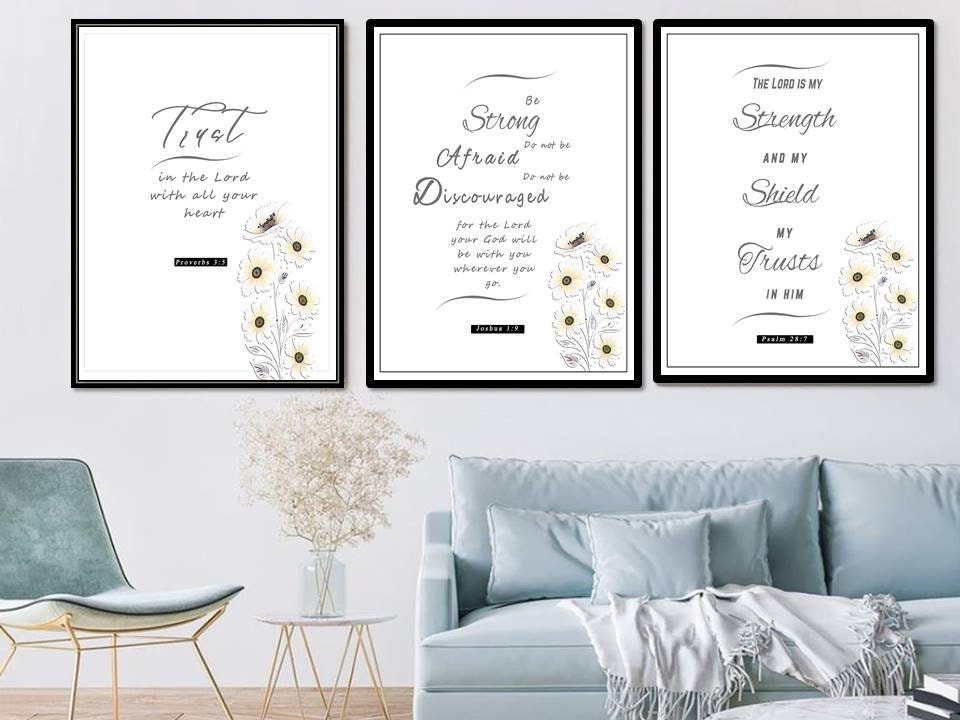 Printable Bible Verse Wall Art, Scripture Wall Art Gallery Set of 3 ...
