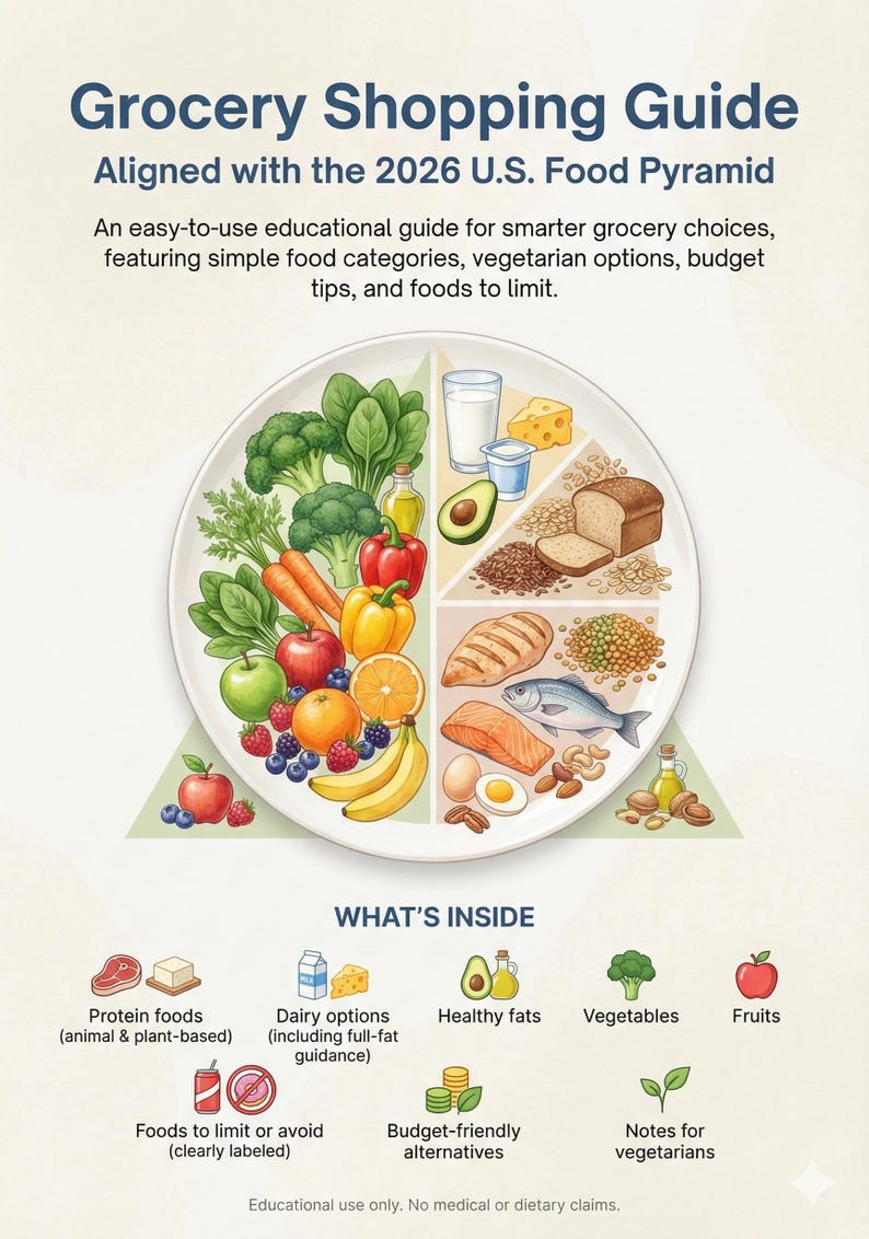 2026 Food Pyramid Grocery List | Nutrition Guide (PDF) - Etsy