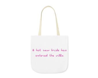 A hot new bride has entered the villa totebag | Canvas Tote Bag | Bride/Bachelorette/Bridal Party Gift | Customizable Text