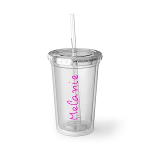 Tazza in acrilico trasparente Island Love / Personalizzabile / Testo personalizzabile
