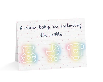 A new baby is entering the Villa Card | Baby Shower Card | Unisex- Blank inside