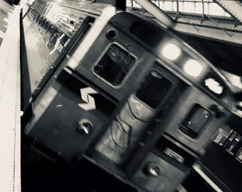 Subway Train Black and White Photo, Train, NYC , Digital Print, Fine Art Photography, Minimalist Wall Decor, Instant Download