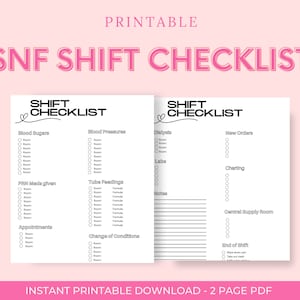 SNF Nurse Shift Checklist