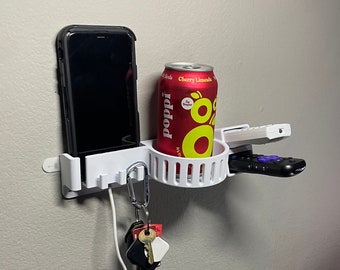 Bedside Shelf Pro 2-Pack: Charging Station, Drink & Remote Holders