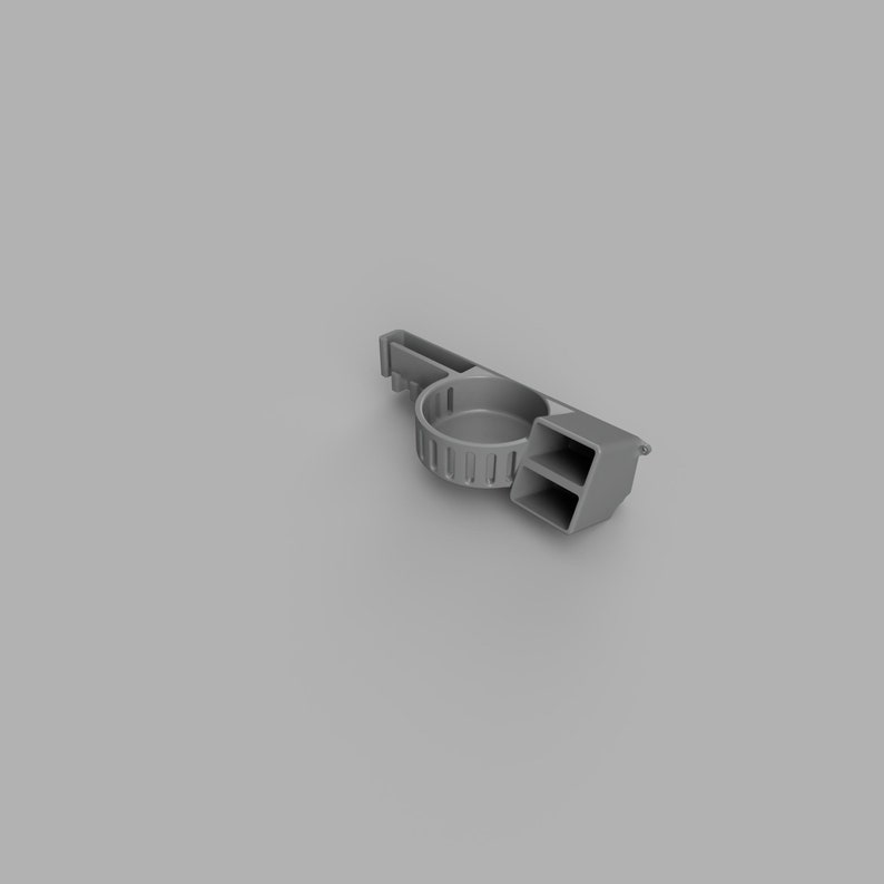 May include: A grey plastic whistle with a built-in lanyard holder and a compartment for storing small items.