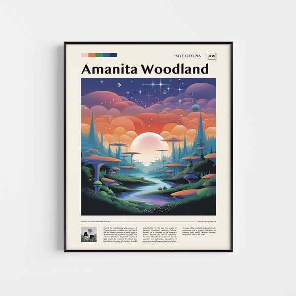 Amanita Woodland Poster, Adventure Poster, Fun Aesthetic Poster Print, Adventure Art, Indie Poster, Mythology Print, Alternative Wall Art