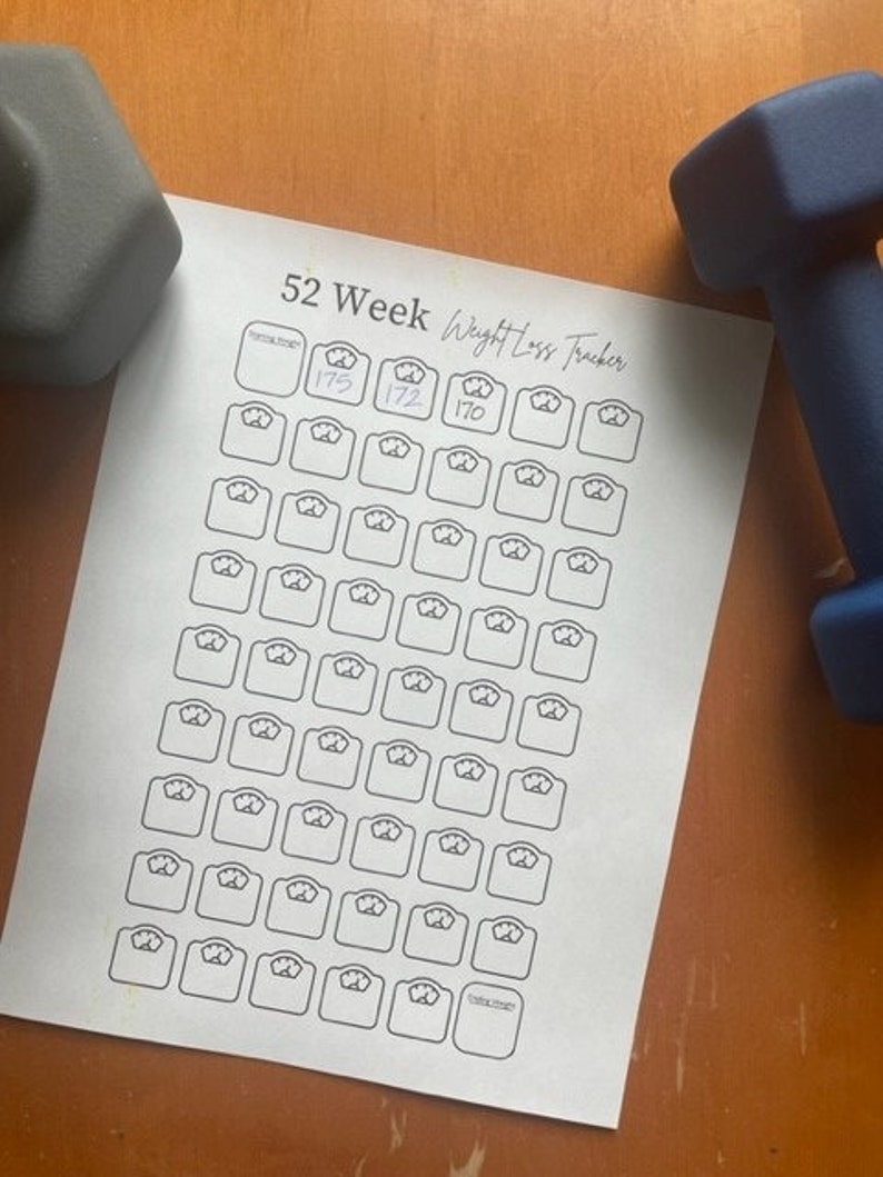 52 Week Weight Loss Tracker - a Easy and Fun Way to Keep Track of Your ...