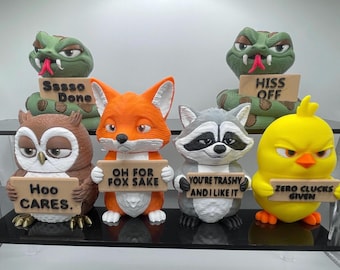 Animals with Attitude Desk Decoration | Funny Office Friends | Coworker Gift