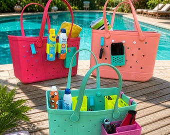 Bogglet Tote Bag Organizer | Bright Colorful Summer Vibe | Beach Pool | Fits Most EVA Bags |